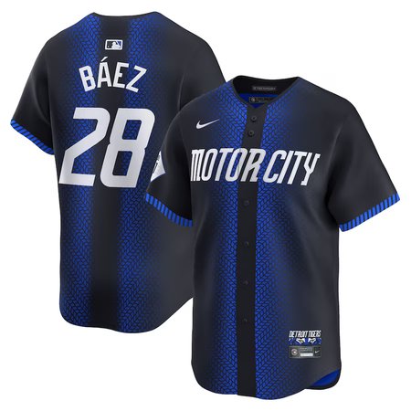 Men's Detroit Tigers #28 Javier Baez Nike Navy 2024 City Connect Limited Jersey